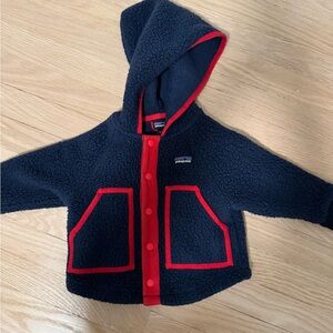 Patagonia Toddler Fleece Jacket - Navy and Red 12-18m